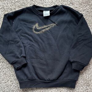 Nike girls size 4T Black Crewneck with Gold Swoosh